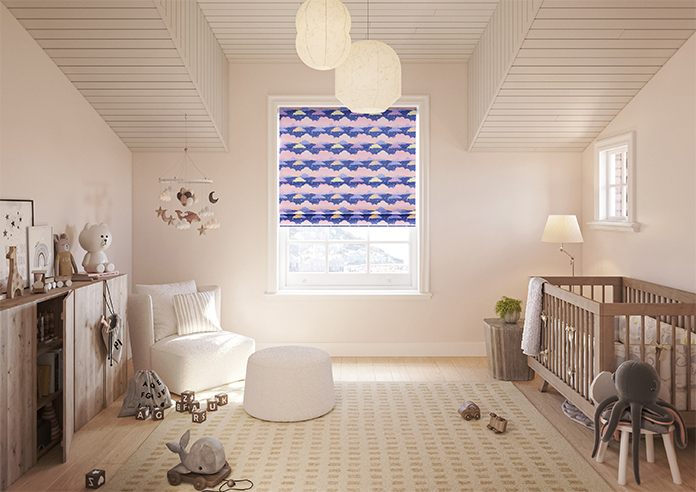 Cloudy Cosmos, Purple Twilight - Motorised Roman Blind - Image 8